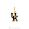 'UK' Blue Enamel Logo Charm Pendant in 10k Yellow Gold - Thumbnail 1