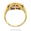 Oval Shaped Pink Mother of Pearl Ring with Diamond Accent in 14k Yellow Gold - Thumbnail 2