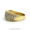 1cttw 4 Row Diamond Cluster Ring with Beaded Edges in 14k Yellow Gold - Thumbnail 3