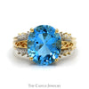 Oval Topaz Ring with Diamond Accented Scroll Designed Sides in 10k Yellow Gold - Thumbnail 1