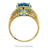 Oval Topaz Ring with Diamond Accented Scroll Designed Sides in 10k Yellow Gold - Thumbnail 2