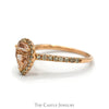Pear Cut Morganite Le Vian Designer Ring with Diamond Halo and Accented Sides in 14k Rose Gold - Thumbnail 3
