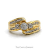 1/3cttw Triple Diamond Cluster Ring with Accented sides in 10k Yellow Gold - Thumbnail 1