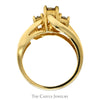 1/3cttw Triple Diamond Cluster Ring with Accented sides in 10k Yellow Gold - Thumbnail 2