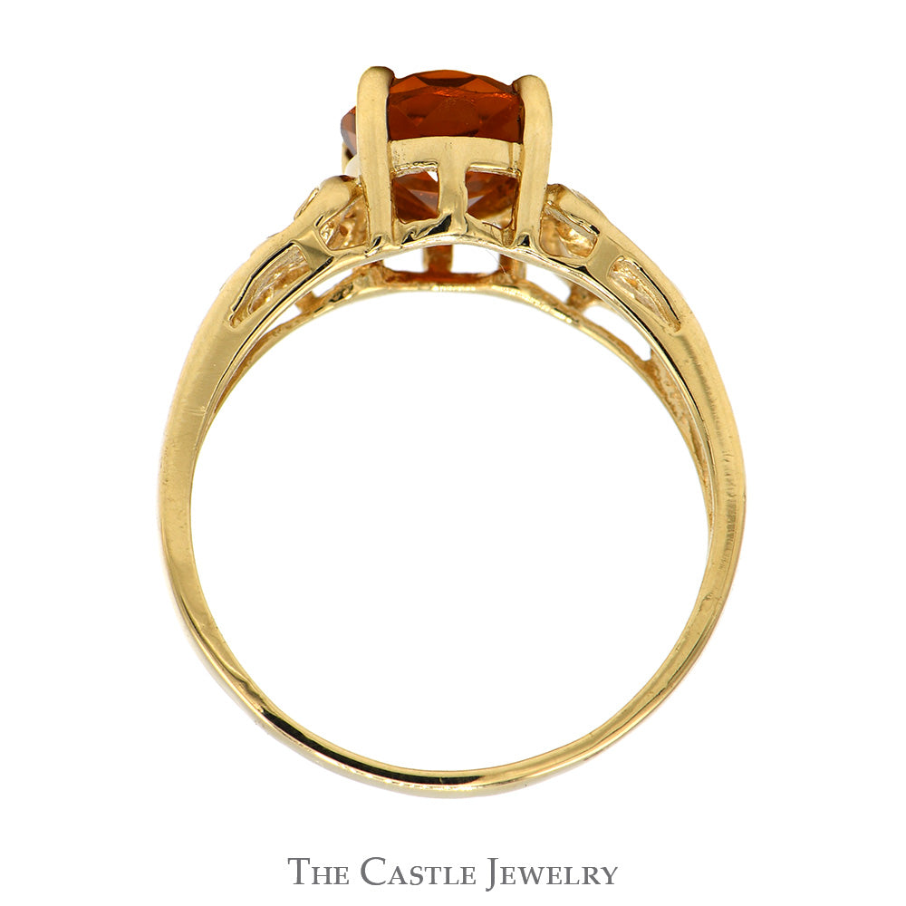 Oval Citrine Ring with Open Filigree Sides in 10k Yellow Gold