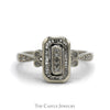 Art Deco Inspired 1/4cttw Diamond Engagement Ring with Baguette and Round Accents in 10k White Gold - Thumbnail 1