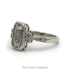 Art Deco Inspired 1/4cttw Diamond Engagement Ring with Baguette and Round Accents in 10k White Gold - Thumbnail 3