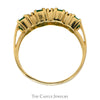 Four Oval Emerald Ring with Diamond Accents in 14k Yellow Gold - Thumbnail 2