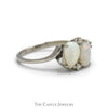Double Pear Cut Opal Ring with Diamond Accents in 14k White Gold - Thumbnail 3