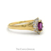 Marquise Cut Ruby Ring with Diamond Halo in 14k Yellow Gold - Thumbnail 3