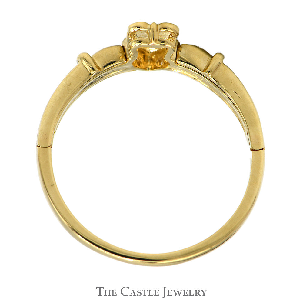 Diamond Accented Claddagh Ring in 14k Yellow Gold