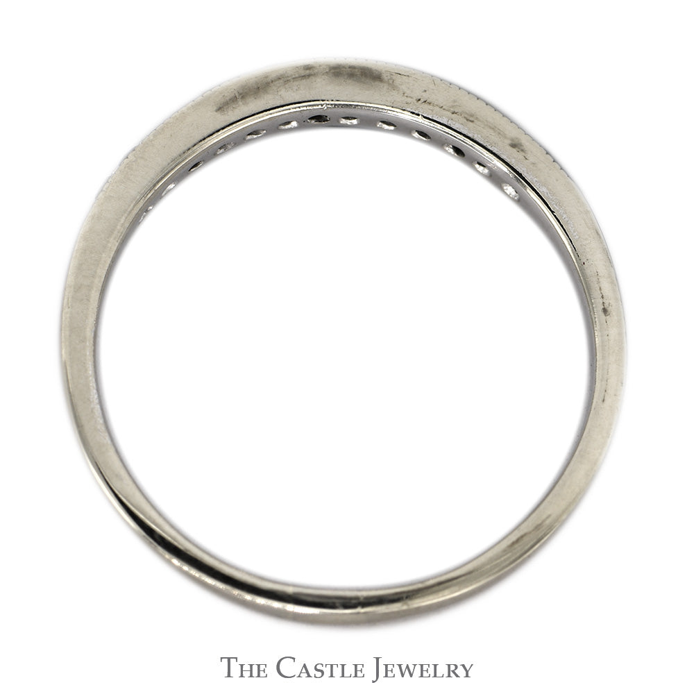 Curved Black Diamond Wedding Band in 10k White Gold