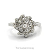 Floral Starburst 1/4cttw Diamond Cluster Ring in 14k White Gold - Thumbnail 1