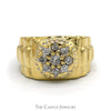 1/2cttw Round Diamond Cluster Men's Ring with Ridged Rolex Designed Sides in 14k Yellow Gold - Thumbnail 1