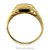 Rectangular Black Onyx Ring with Diamond Accents in 10k Yellow Gold Grooved Mounting - Thumbnail 2