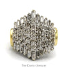 Wide 2.5cttw Round & Baguette Diamond Cluster Ring in 14k Yellow Gold - Thumbnail 1
