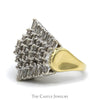 Wide 2.5cttw Round & Baguette Diamond Cluster Ring in 14k Yellow Gold - Thumbnail 3