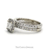 Princess Cut Diamond Bridal Set with Diamond Halo and Accented Sides with Matching Soldered Band in 14k White Gold - Thumbnail 3