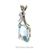 Emerald Cut Aquamarine Pendant with Diamond Accent in 10k White Gold - Thumbnail 2
