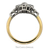 Old European Cut Diamond Flower Cluster Ring in 10k Yellow Gold - Thumbnail 2