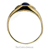 Oval Blue Lindy Star Ring with Diamond Accented Brushed Textured Sides in 10k Yellow Gold - Thumbnail 2