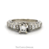 1.30cttw Princess Cut Diamond Engagement Ring with Diamond Accents in 14k White Gold - Thumbnail 1