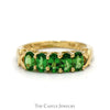 5 Oval Cut Tsavorite Garnet Band in 14k Yellow Gold "X" Design - Thumbnail 1