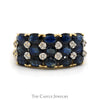 Oval Sapphire & Round Diamond Cluster Band in 14k Yellow Gold - Thumbnail 1
