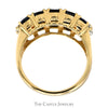 Oval Sapphire & Round Diamond Cluster Band in 14k Yellow Gold - Thumbnail 2