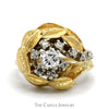 1/2cttw Floral Inspired Cluster Ring with Leaf Designed Halo in 14k Yellow Gold - Thumbnail 1