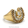 1.25cttw Baguette and Round Diamond Horseshoe Ring in 14k Yellow Gold - Thumbnail 3