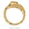 Round Cubic Zirconia Cluster Ring with Open Nugget Designed Sides in 14k Yellow Gold - Thumbnail 2