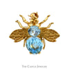 Blue Topaz Bee Pin in 14k Yellow Gold - Thumbnail 1