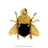 Black Onyx Bee Designed Pin in 14k Yellow Gold - Thumbnail 1