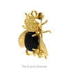 Black Onyx Bee Designed Pin in 14k Yellow Gold - Thumbnail 2