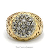 1cttw Kentucky Diamond Cluster Ring with Filigree Sides in 10k Yellow Gold - Thumbnail 1