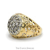 1cttw Kentucky Diamond Cluster Ring with Filigree Sides in 10k Yellow Gold - Thumbnail 3