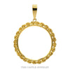 Rope Bezel Designed Pendant Coin Tab Mount in 14k Yellow Gold - Thumbnail 1