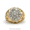 3/4cttw Kentucky Diamond Cluster Ring with Open Filigree Sides in 10k Yellow Gold - Thumbnail 1