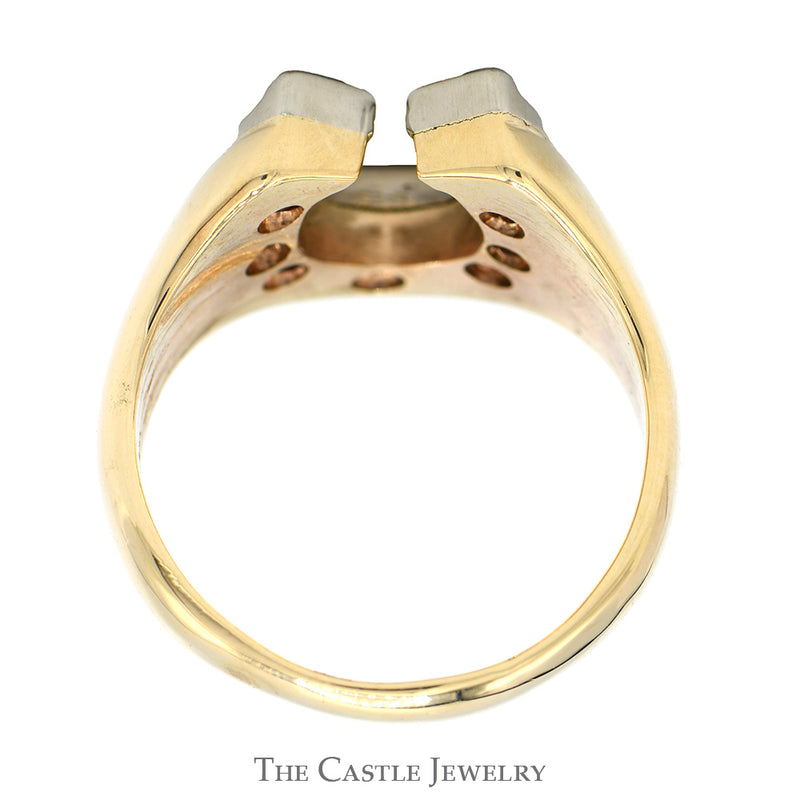 1/4cttw Diamond Horseshoe Ring with Polished Tapered Sides in 10k Yellow Gold