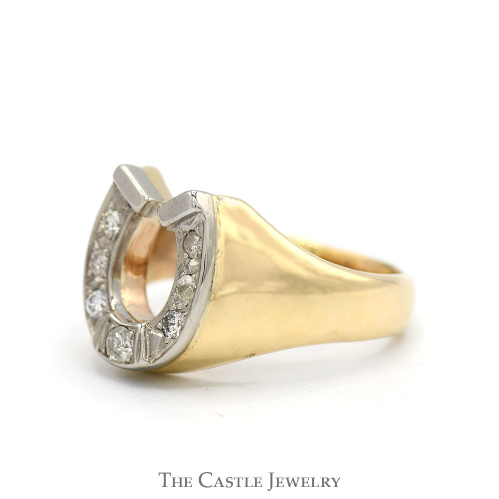 1/4cttw Diamond Horseshoe Ring with Polished Tapered Sides in 10k Yellow Gold
