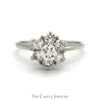 1cttw Round Diamond Flower Cluster Ring in 14k White Gold - Thumbnail 1