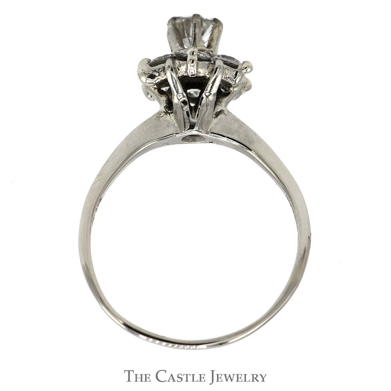 1cttw Round Diamond Flower Cluster Ring in 14k White Gold