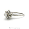 1cttw Round Diamond Flower Cluster Ring in 14k White Gold - Thumbnail 3