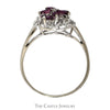 Marquise Ruby & Round Diamond Cluster Ring in 14k White Gold Split Shank Setting - Thumbnail 2