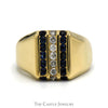 Vertically Set Sapphire & 1/4cttw Diamond Cluster Ring in 14k Yellow Gold - Thumbnail 1