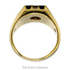 Vertically Set Sapphire & 1/4cttw Diamond Cluster Ring in 14k Yellow Gold - Thumbnail 2