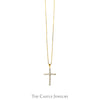 .38cttw Round Diamond Cross Pendant on 20" Box link Chain in 14k Yellow Gold - Thumbnail 1