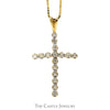 .38cttw Round Diamond Cross Pendant on 20" Box link Chain in 14k Yellow Gold - Thumbnail 2