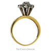 1cttw Diamond Flower Cluster Ring with Diagonally Grooved Sides in 10k Yellow Gold - Thumbnail 2